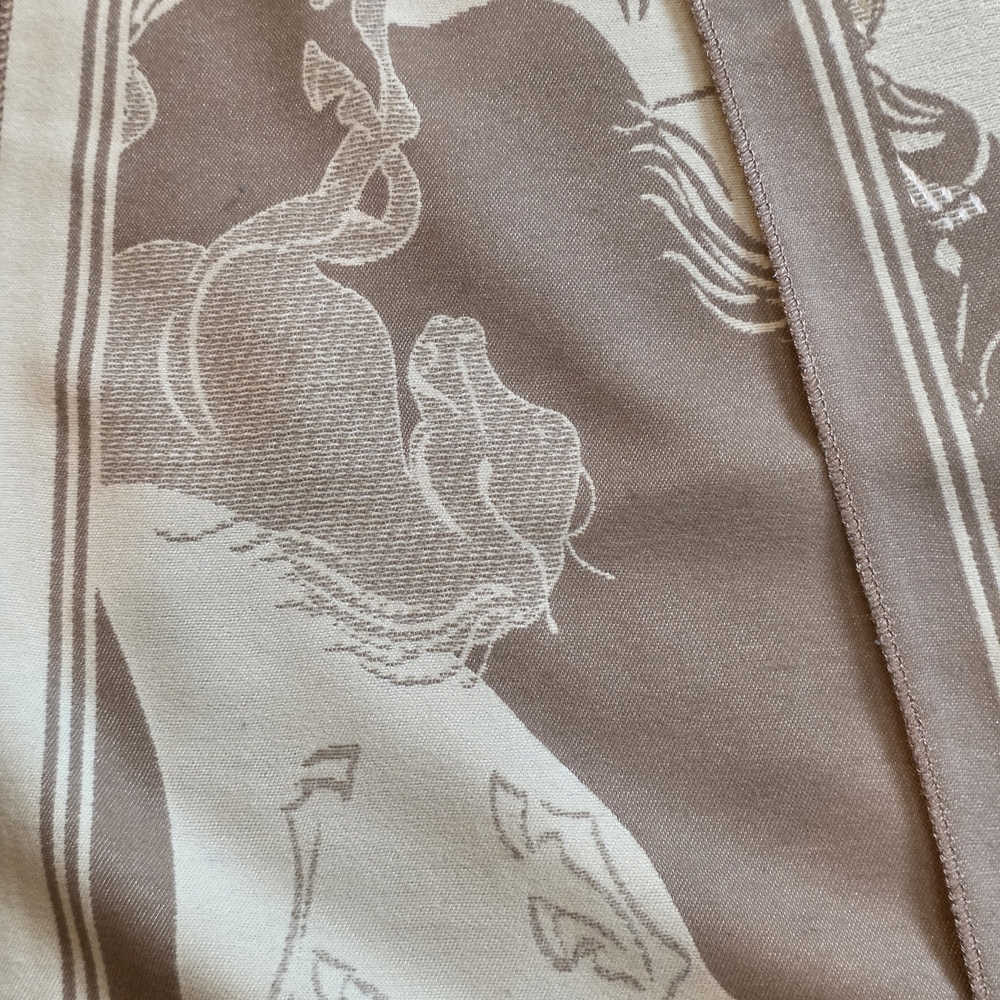 Equestrian Horse Print Scarf in Taupe and Cream - Picture 3 of 5